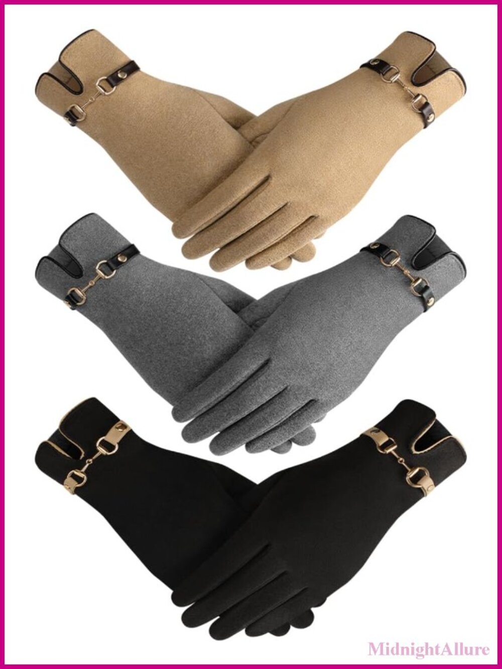 Winter Gloves for Women 3 Pairs Touchscreen Polyester Cotton Warm